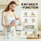 Baby Bottle Warmer, Warms Baby Feeds to Body Temperature in Minutes, Easy to Use, with Timer, Accurate Temp Control, Automatic Shut-Off, Warmer for All Bottles, Gray Cover