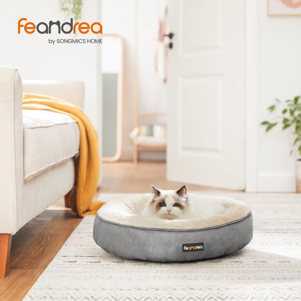 Feandrea PGW050G01 Doughnut Dog Bed/Cat Bed Diameter 50 cm Light Grey