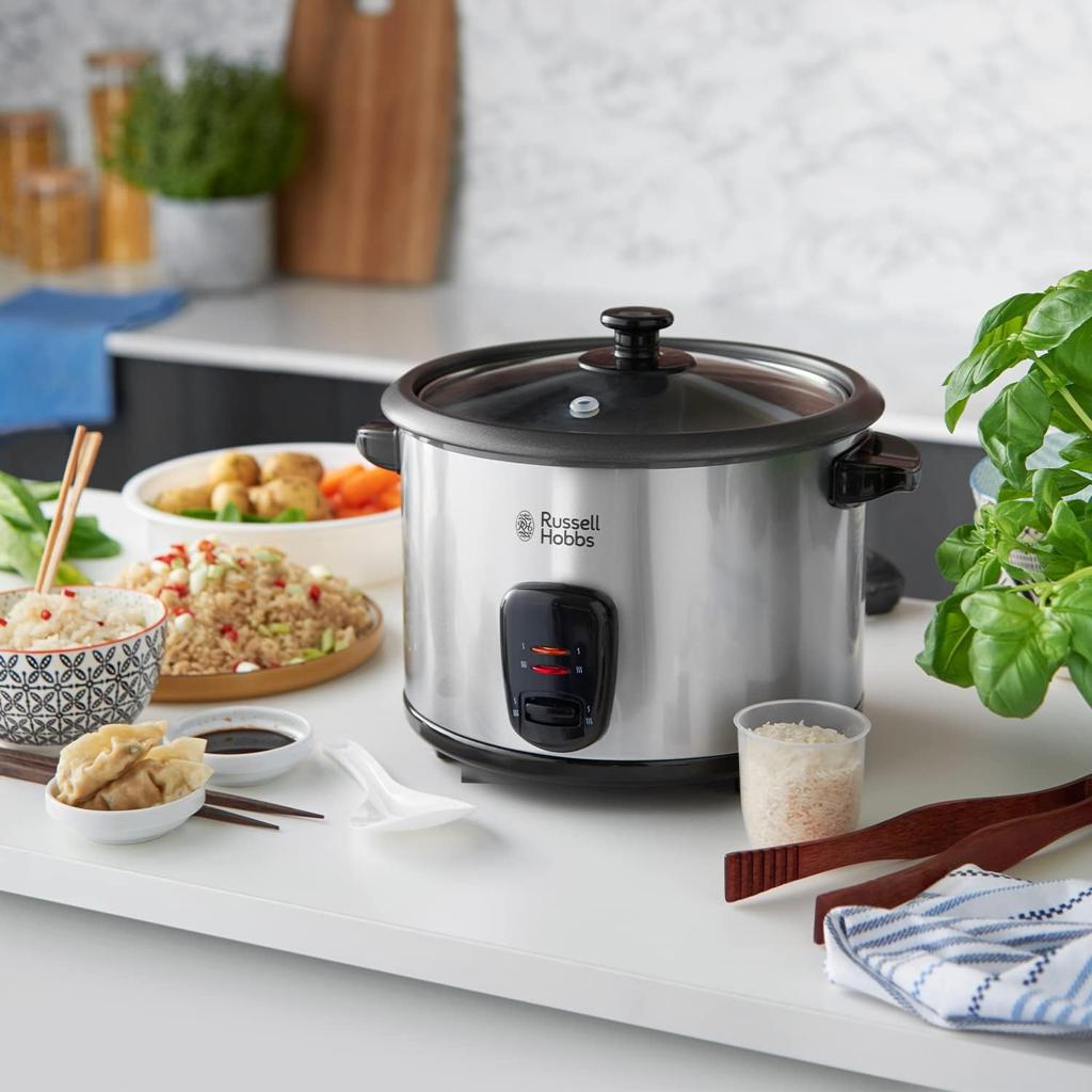 Russell Hobbs Electric Rice Cooker & Steamer - 1.8L (10 cup) Keep warm function, Removable non stick bowl, Easy to clean, Steamer basket, measuring cup & spoon inc, Energy saving, 700W, 19750