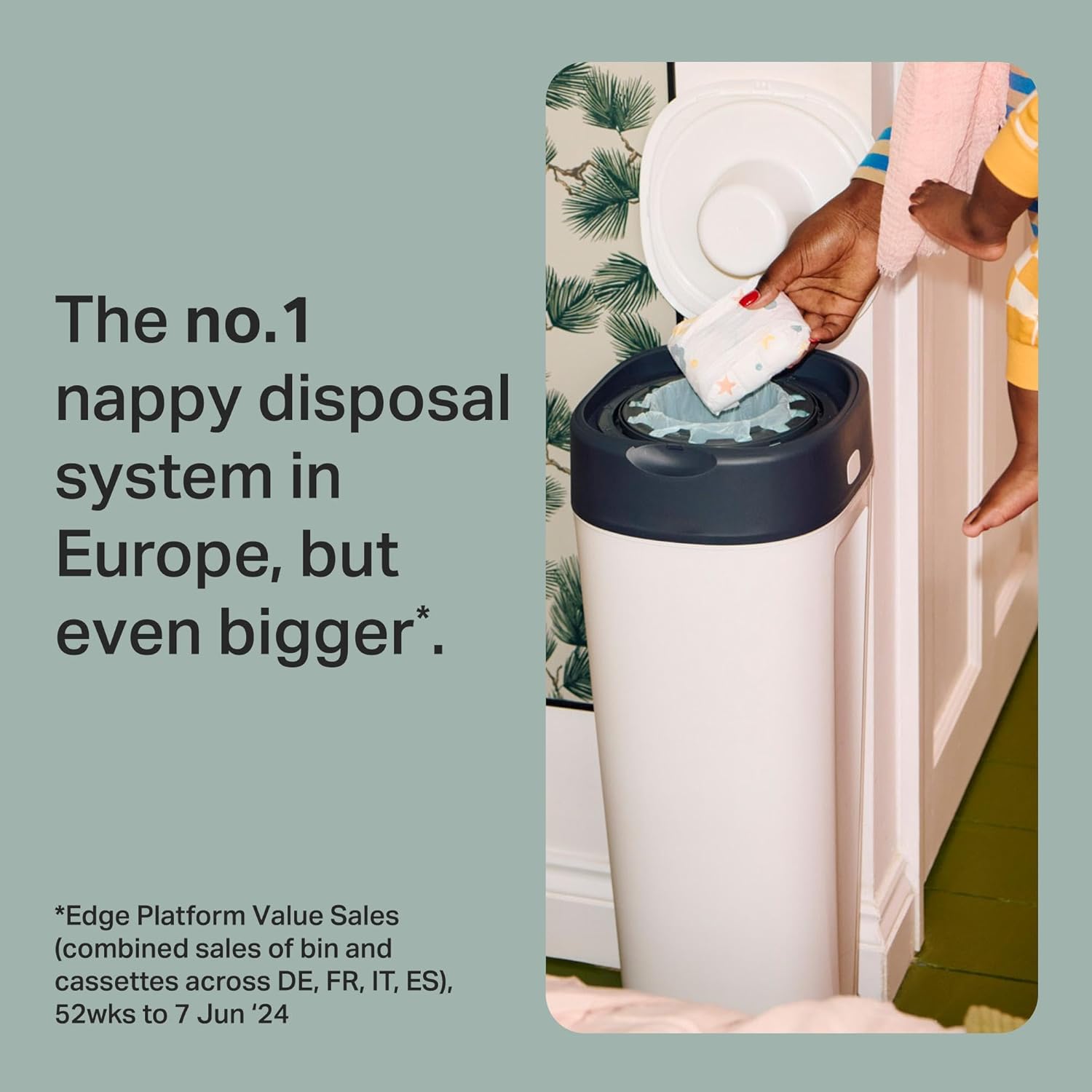 Tommee Tippee Twist and Click Poubelle à Couches de Taille XL, Pouvant Contenir Jusqu’à 60 Couches, Système Plus Respectueux de l’Environnement, Comprend 1x Recharge avec GREENFILM Antibactérien d’Origine Durable