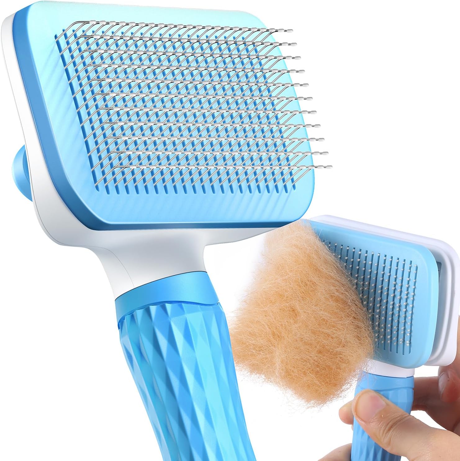Click to see full view ACE2ACE Cat Brush for Long and Short Hair Cats, Self-cleaning Dog Brush for Shedding, Cardatore Grooming Tool for Dogs Cats, Brush for Poodle Golden Retriever Labrador Husky Bulldog Maltese, Blue