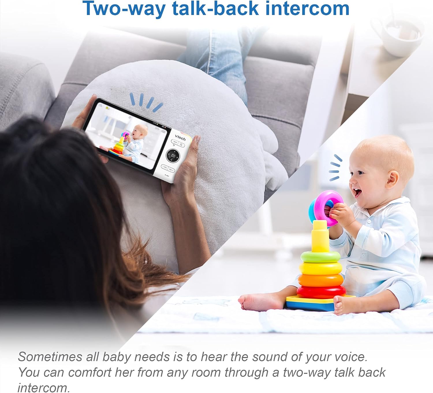 VTech VM818HD Baby Monitor with Camera,HD No-Glare Night Vision,Video Baby Monitor with 5'' 720p HD Display,Night Light,110°Wide-Angle View,True-Colour Day Vision 300m Range,2-Way Talk White