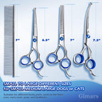 Gimars Professional 5 in 1 Dog Grooming Scissors, 4CR with Round Safety Tip, Heavy Duty Titanium Coating, Straight and Thinning and Curved Scissors