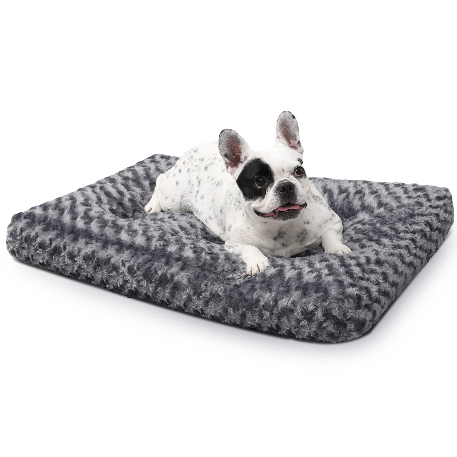 KSIIA Extra Large Dog Bed Washable, XL Calming Crate Mattress with Non Skid Bottom, Fluffy Anti Anxiety Dog Beds, Pet Pillow Cushion, Dark Grey, 105x70x9cm