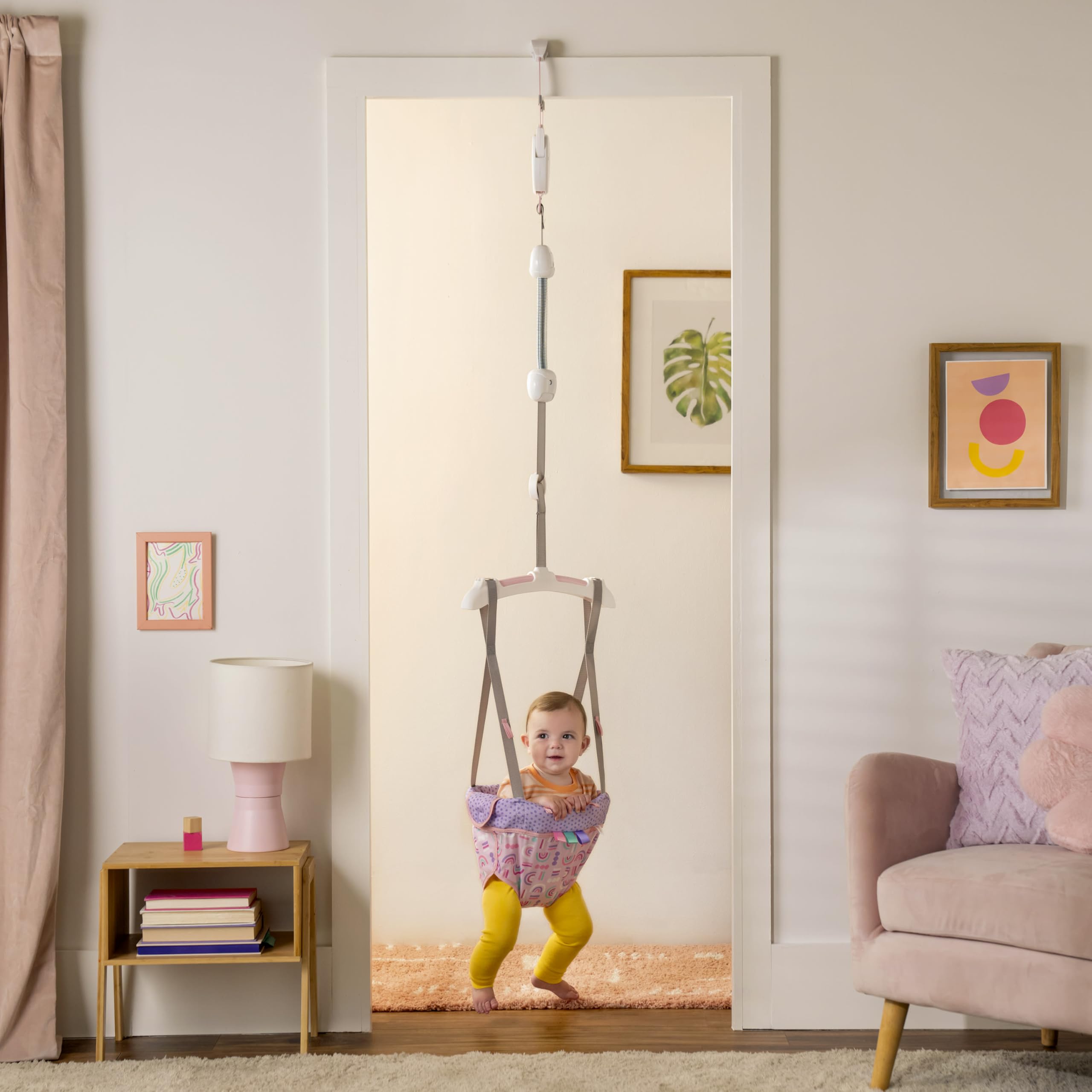 Bright Starts Playful Parade Door Jumper for Baby with Adjustable Strap, 6 Months and Up, Max Weight 26 lbs
