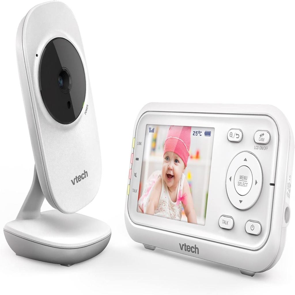 VTech VM3250 Video Baby Monitor with Camera,300m Long Range, Baby Monitor with 2.8"LCD Screen,Up to 19-hr Video Streaming,Night Vision,Secured Transmission,Temperature Sensor,Soothing Sounds,2X Zoom