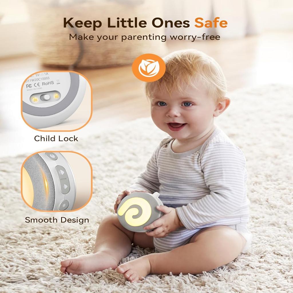 Dreamegg White Noise Machine, D11 Portable Sound Machine with Night Light for Baby Kids Adults, 11 Soothing Sounds Therapy for Sleeping Nursery Travel, USB Rechargeable Continuous or Timer Baby Gift