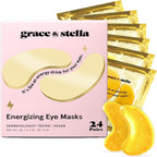 Under Eye Mask - Reduce Dark Circles, Puffy Eyes, Undereye Bags, Wrinkles - Gel Under Eye Patches, Vegan Cruelty-Free Self Care by grace and stella (24 Pairs, Gold)