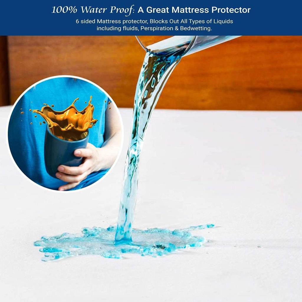 Family Bedding Double Waterproof Mattress Protector - Terry Towel Deep Fitted Mattress Bed Cover - Breathable Cotton Mattress Protector - Mattress Cover for Double Bed. (Double (140x200cm))