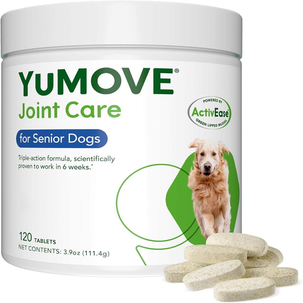 YuMOVE Senior Dog Joint Supplement - 120 Tablets, For Dogs Aged 8+ - Hip & Joint Aid for Older Dogs with Glucosamine, Chondroitin, ActivEase Green Lipped Mussel, Higher Strength for Joint Care