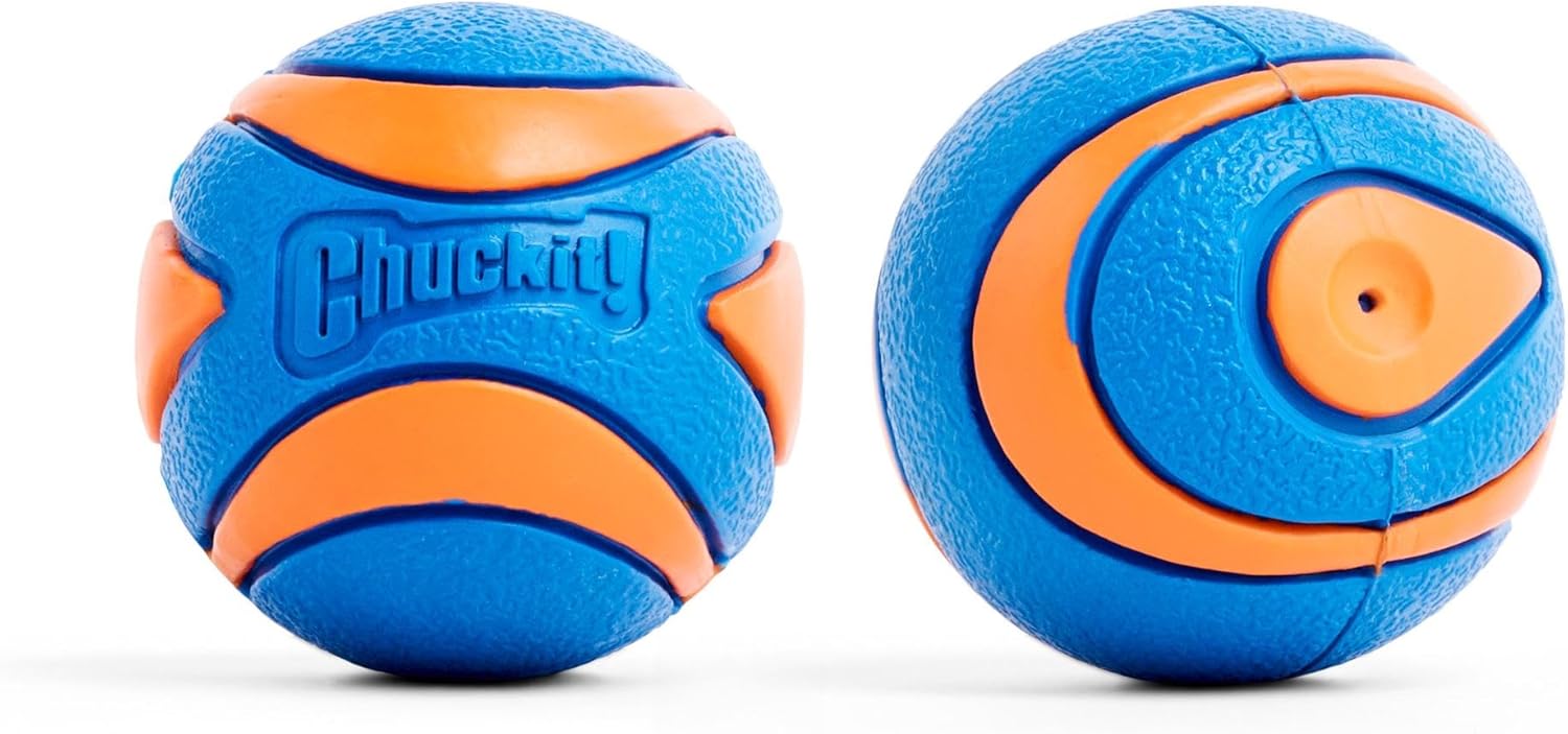 ChuckIt! Ultra Squeaker Ball Dog Toy, Durable High Bounce Floating Rubber Squeaky Dog Ball, Launcher Compatible Toy For Dogs, 2 Pack, Medium