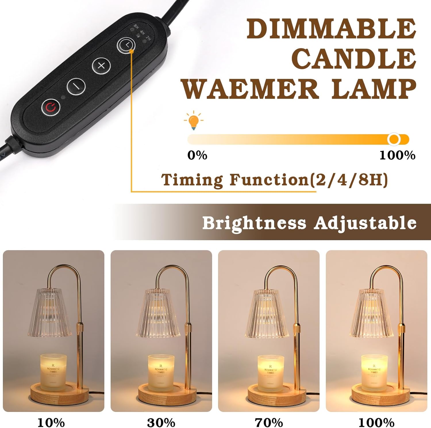 Funistree Candle Warmer Lamp with Dimmer & Timer – Gift for Women, Mum, Teacher – Thank You Birthday Presents – Pamper Graduation Gifts for Her - Candle Melter Heater with 2 Bulbs [Energy Class F]