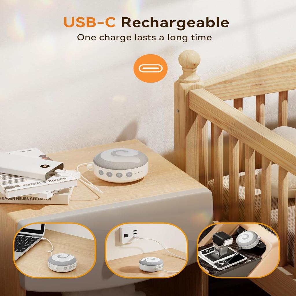 Dreamegg White Noise Machine, D11 Portable Sound Machine with Night Light for Baby Kids Adults, 11 Soothing Sounds Therapy for Sleeping Nursery Travel, USB Rechargeable Continuous or Timer Baby Gift