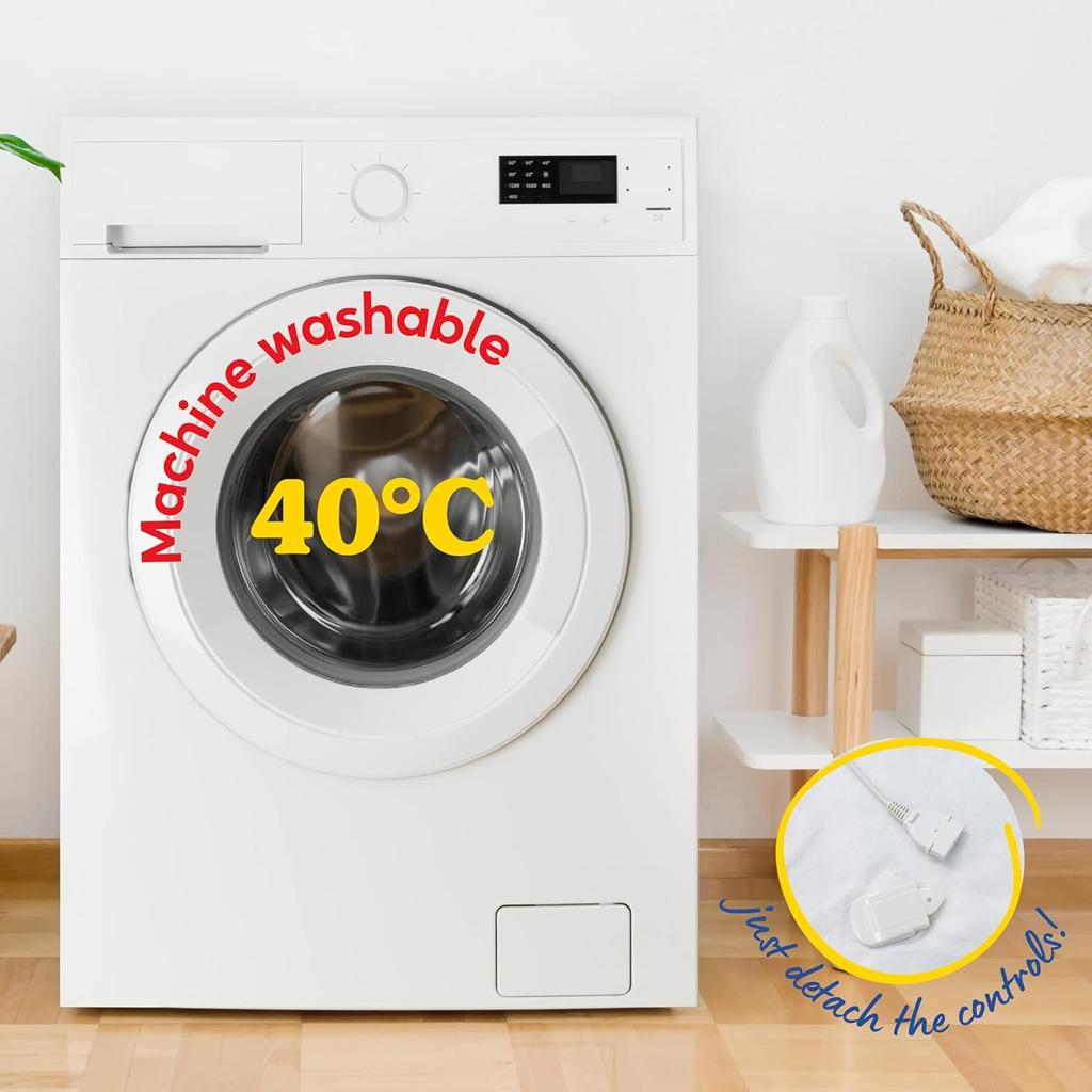 Russell Hobbs Electric Blanket, Heated Single Fitted Underblanket, 3 Heat Settings, Low Energy & Energy Efficient, Machine Washable, 70 X 150 cm, 60W, White, RHESB6001, 2 Year Guarantee