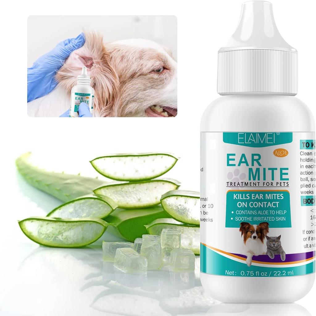 JSBNQRMZ Ear Care for Dogs, Anti-Mite Treatment for Dogs, Relieves Yeast Infections, Relieves Suffering Due to Mites, Earwax and Dirt, for Puppies, Cats and Dogs