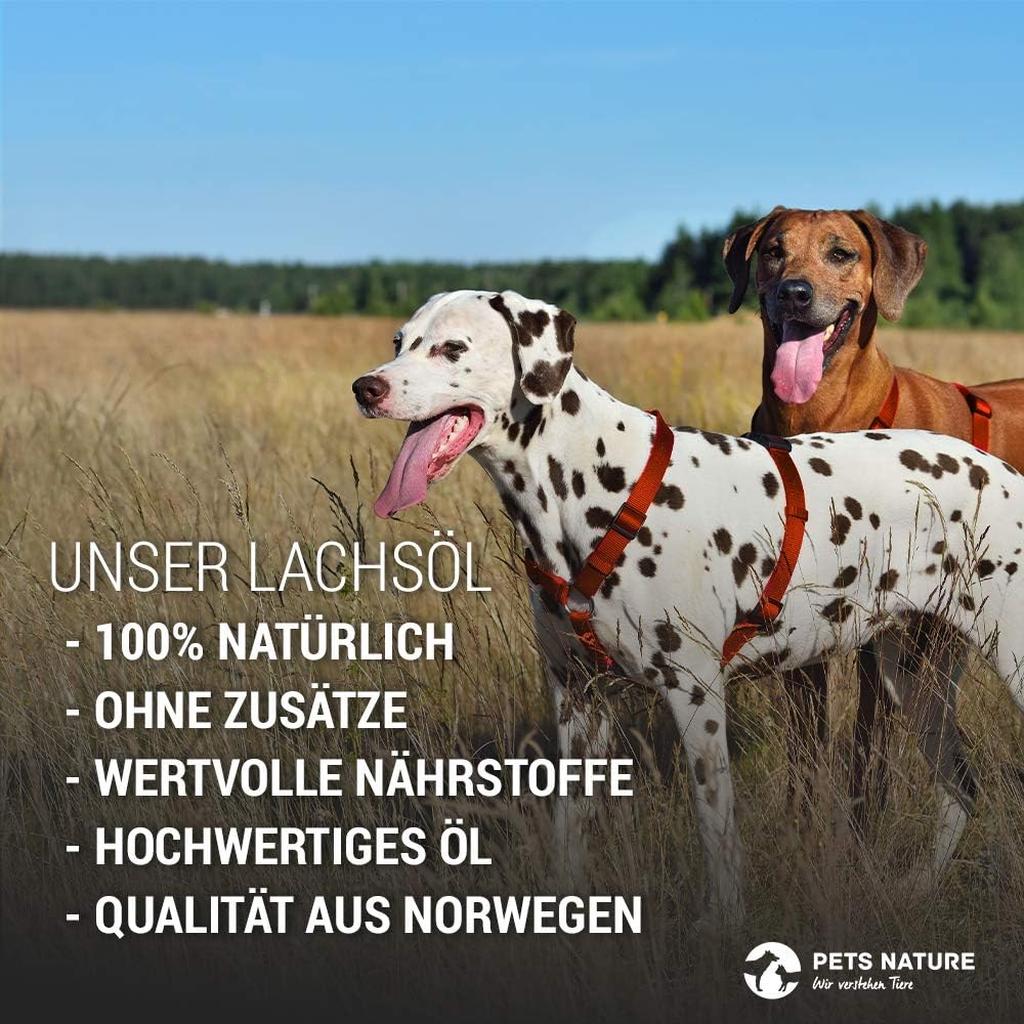 Pets Nature Salmon Oil for Dogs and Cats - 1 Litre Pure Premium Fish Oil with Omega 3 and 6 for Your Dog, Cat and Horse, 1000 ml