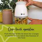 Tommee Tippee Quick-Chop, 500ml Capacity, Mini Electric Baby Food Blender and Chopper for all Stages of Weaning, Durable Glass Bowl and Stainless Steel Blades, 200W Motor