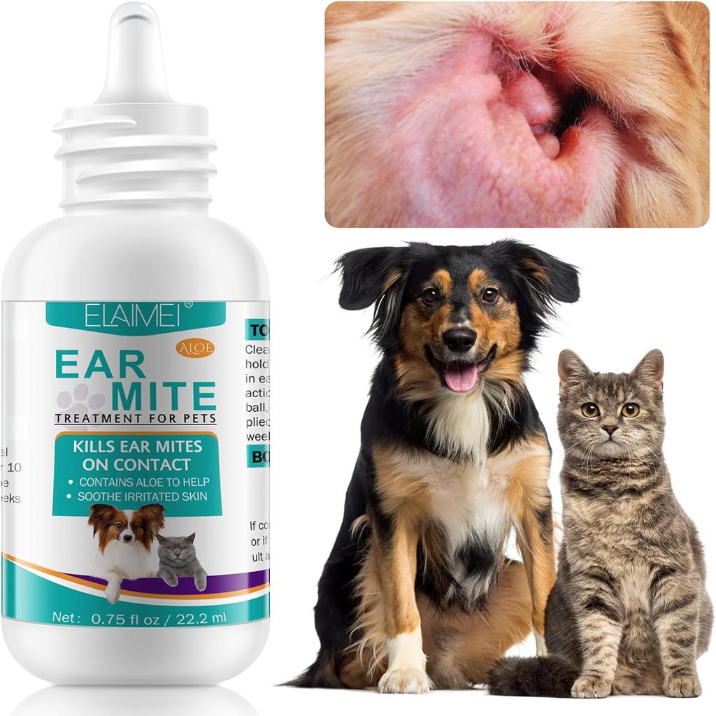 JSBNQRMZ Ear Care for Dogs, Anti-Mite Treatment for Dogs, Relieves Yeast Infections, Relieves Suffering Due to Mites, Earwax and Dirt, for Puppies, Cats and Dogs