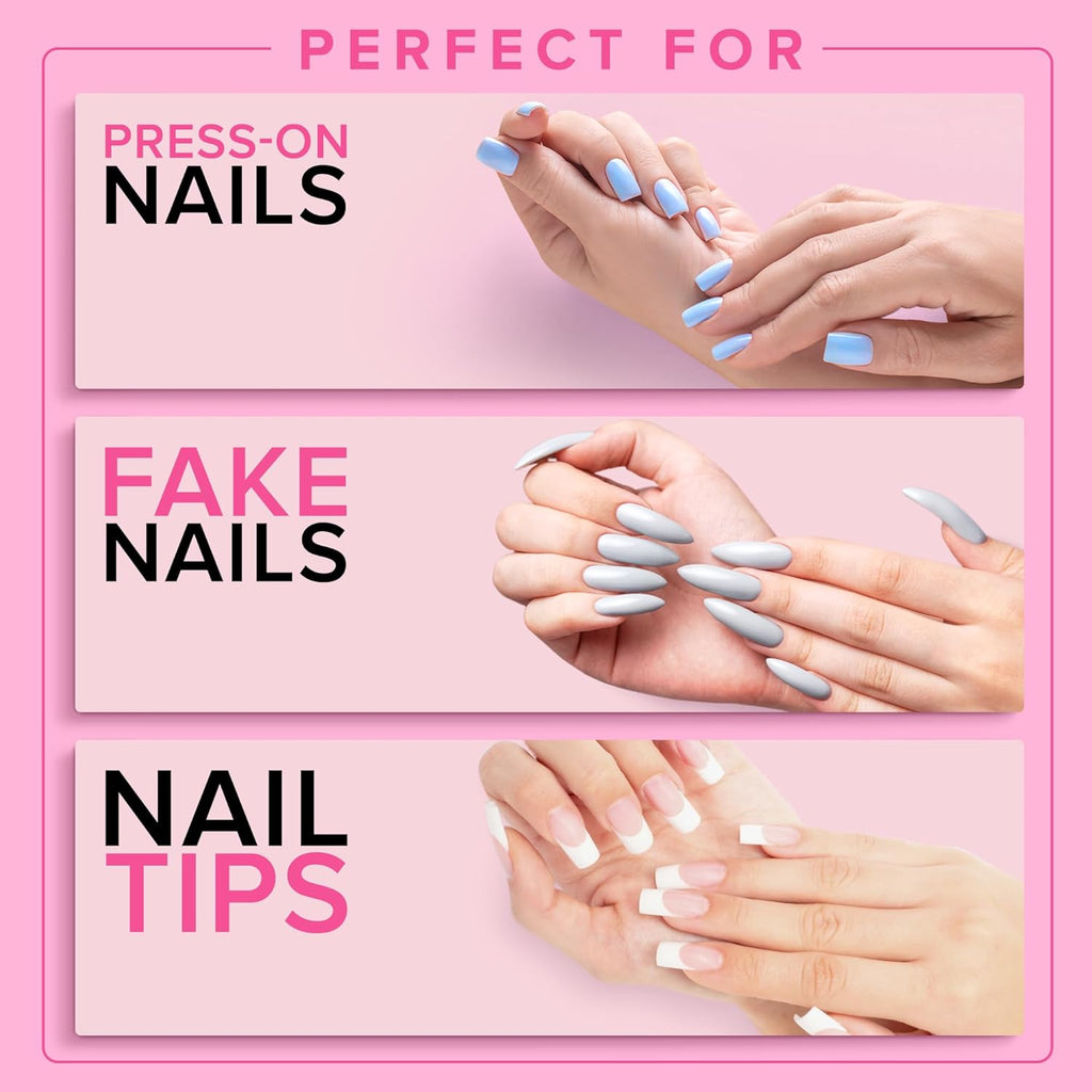 Super Strong Nail Glue for Press On Nails, Tips & False Nails (8ml) NYK1 NailBond Brush On Nail Glue Extra Strong for Press Ons, Tips & Acrylics - Long Lasting, Maximum Strength, Mess-Free Application