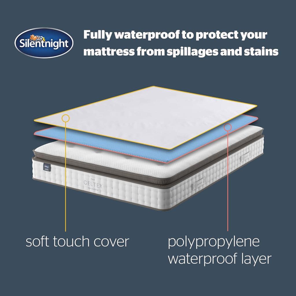 Silentnight New Waterproof Mattress Protector - Luxury Super Soft Pad Protect Your Bed Against Spillages - Hypoallergenic Machine Washable Protectors, White