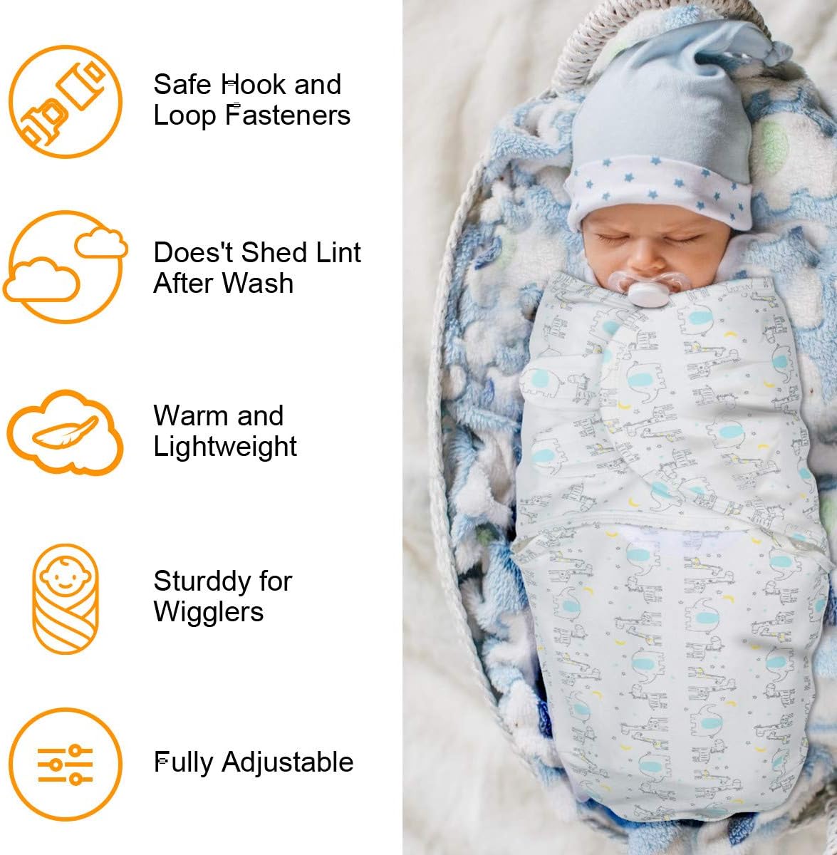 Vicloon Baby Swaddle Wrap, 2 pcs Newborn Swaddle Blanket Wrap, Organic Cotton Baby Blanket Wrap for Baby 0-3 Months 7-14lbs