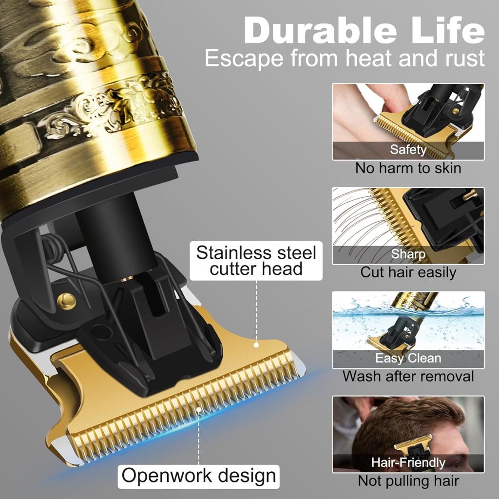 Auruza Hair Clippers Men, Beard Trimmer For Men, Rechargeable Hair Trimmer With 4 Limit Combs, Beard Grooming Kit For Barbers Haircut, Usb Type-C Charging, Professional Hair Trimmer Gifts For Men