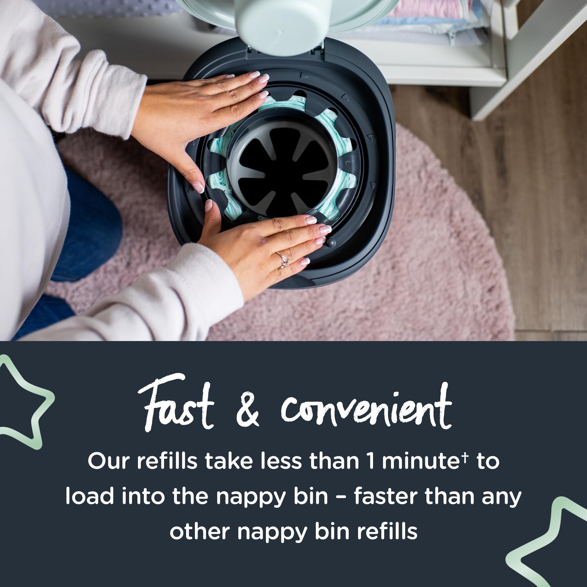 Tommee Tippee Twist and Click Nappy Bin Refill Cassettes, Pack of 12 Refill Cassettes with Multilayer, Antibacterial Film for Odour and Germ Protection