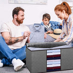 Maigacy Clothes Storage Bag 4Pack 90L Large Capacity Solution Organizer For Clothes, Duvets, Comforters, Blankets, Bedding With Zip And Clear Window Reinforced Handle Thick Breathable Fabric