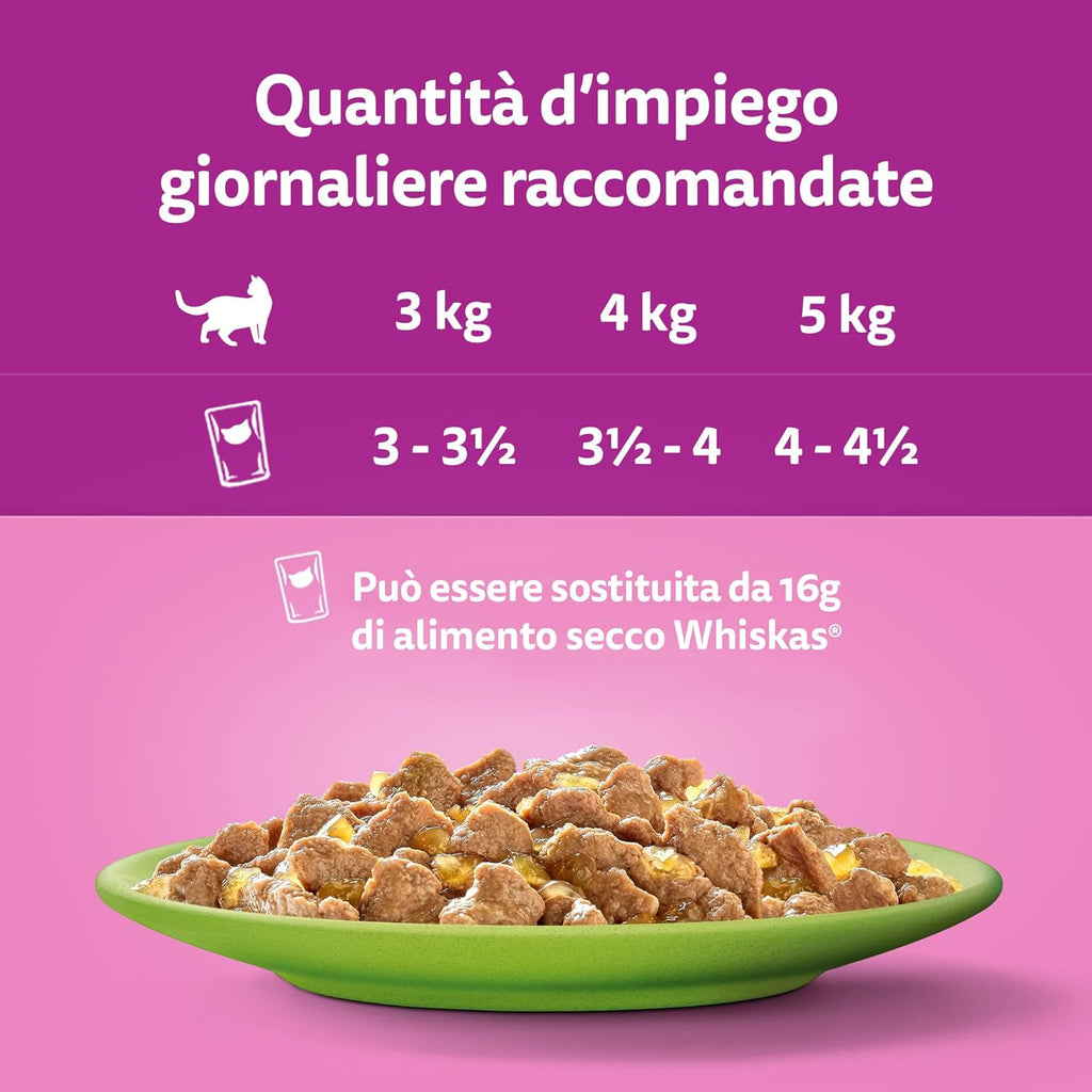 whiskas 1+ Adult Classic Selection in Gravy 84 Pouches, Adult Wet Cat Food, Megapack (84 x 85 g)