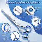Gimars Professional 5 in 1 Dog Grooming Scissors, 4CR with Round Safety Tip, Heavy Duty Titanium Coating, Straight and Thinning and Curved Scissors