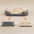 Feandrea Dog Bed Large Washable, Soft Cosy Grey Dog Sofa Bed Puppy Bed for Medium Large Dogs, Removable Reversible Cushion Dog Beds Pet Bed, 85 x 65 x 21 cm, Dark Grey PGW004G01