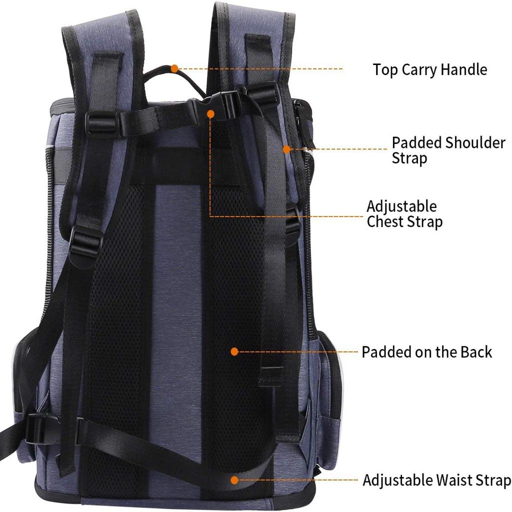 morpilot Cat Carrier Backpack, Foldable Pet Carrier Backpack for Cats and Small Dogs, Dog Backpack Carrier with Ventilated Design Inner Safety Strap, Puppy Carrier Bag for Travel Camping Hiking blue [Energy Class A]
