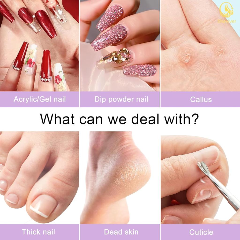 Sheviver Electric Nail Drill, Electric Nail File for Acrylic Gel Nails, Professional Nail Drills Machine Efile Manicure Pedicure Tools with Gold Nail Drill Bits for Home Salon Use