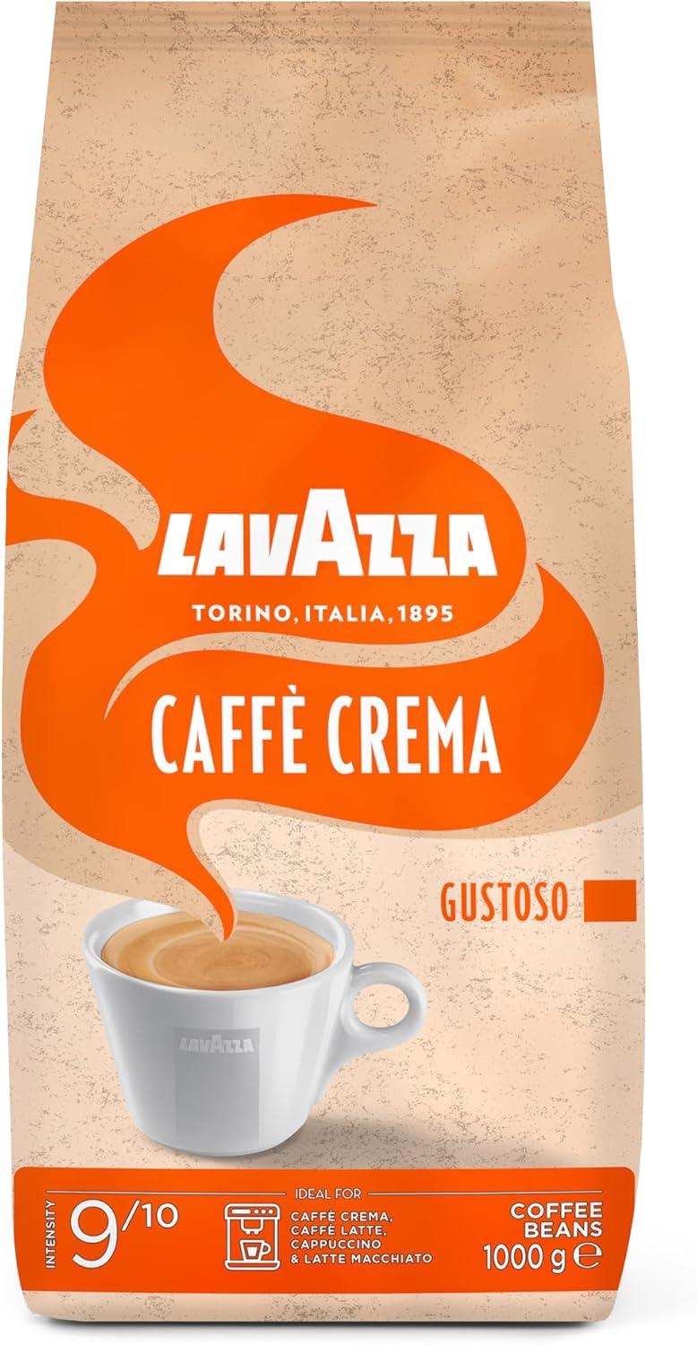 Lavazza, Caffè Crema Gustoso, Coffee Beans for Espresso Machines, with Spicy and Nutty Aroma, for a Strong Flavour, Arabica and Robusta, Intensity 9/10, Medium Roast, 1 kg Pack