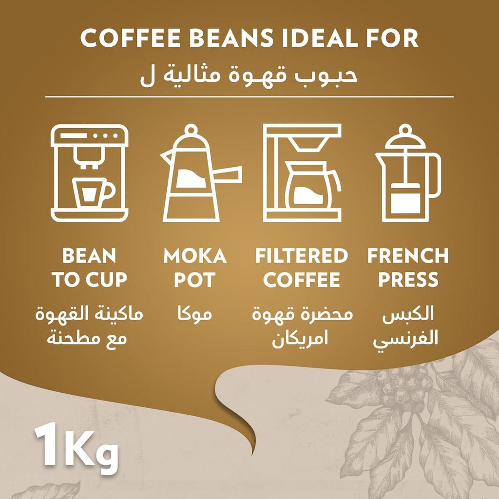 Lavazza, Qualità Oro, Coffee Beans, Ideal for Bean to Cup Machine and a Filter Coffee Machine, with Fruity and Flowery Aromatic Notes, 100% Arabica, Intensity 5/10, Medium Roast, 1 Kg