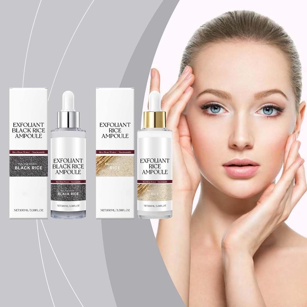 Peel Shot Glow Rice Ampoule Duo, Peel Shot Black Rice Ampoule White Rice Peeling Serum, Black and White Rice as Exfoliation, Open Pores, Gentle Exfoliation, Blackhead Remover (Both, 100 ml)