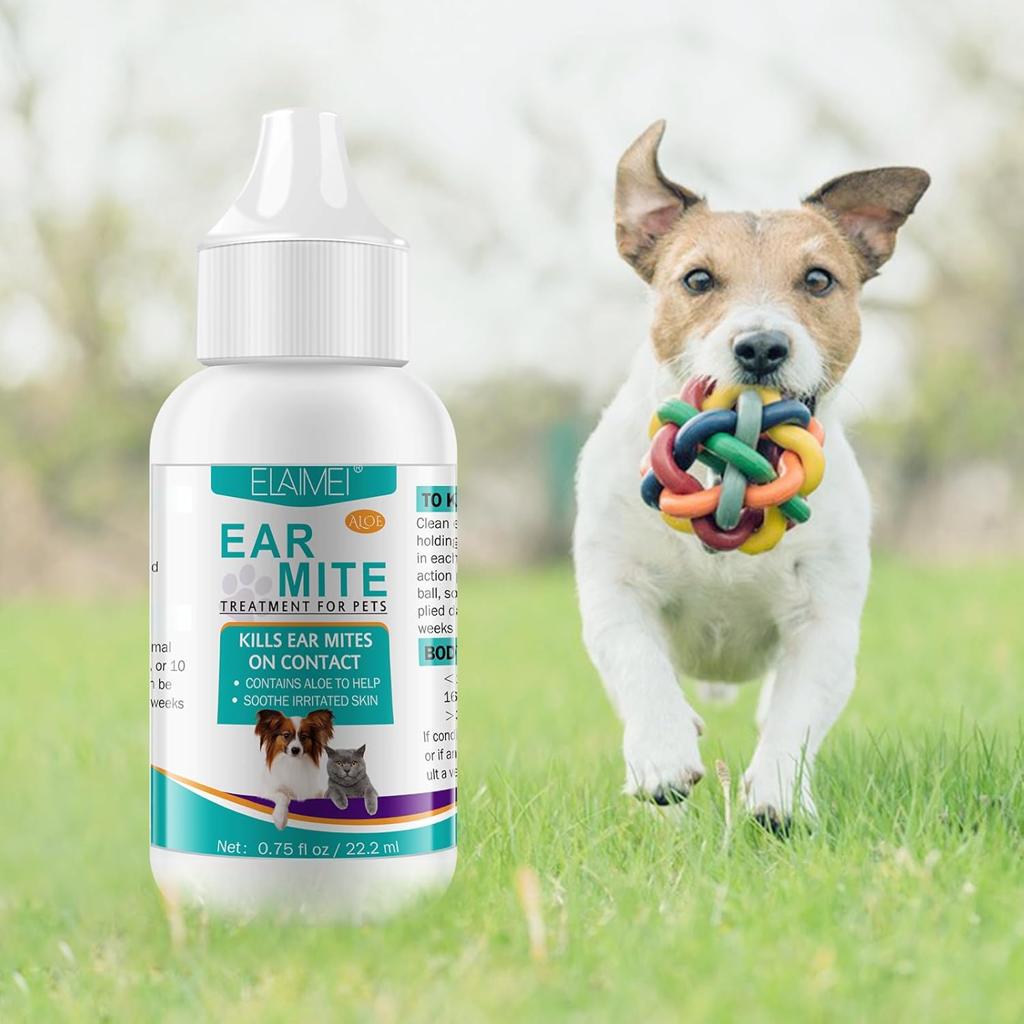 JSBNQRMZ Ear Care for Dogs, Anti-Mite Treatment for Dogs, Relieves Yeast Infections, Relieves Suffering Due to Mites, Earwax and Dirt, for Puppies, Cats and Dogs