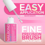 Super Strong Nail Glue for Press On Nails, Tips & False Nails (8ml) NYK1 NailBond Brush On Nail Glue Extra Strong for Press Ons, Tips & Acrylics - Long Lasting, Maximum Strength, Mess-Free Application