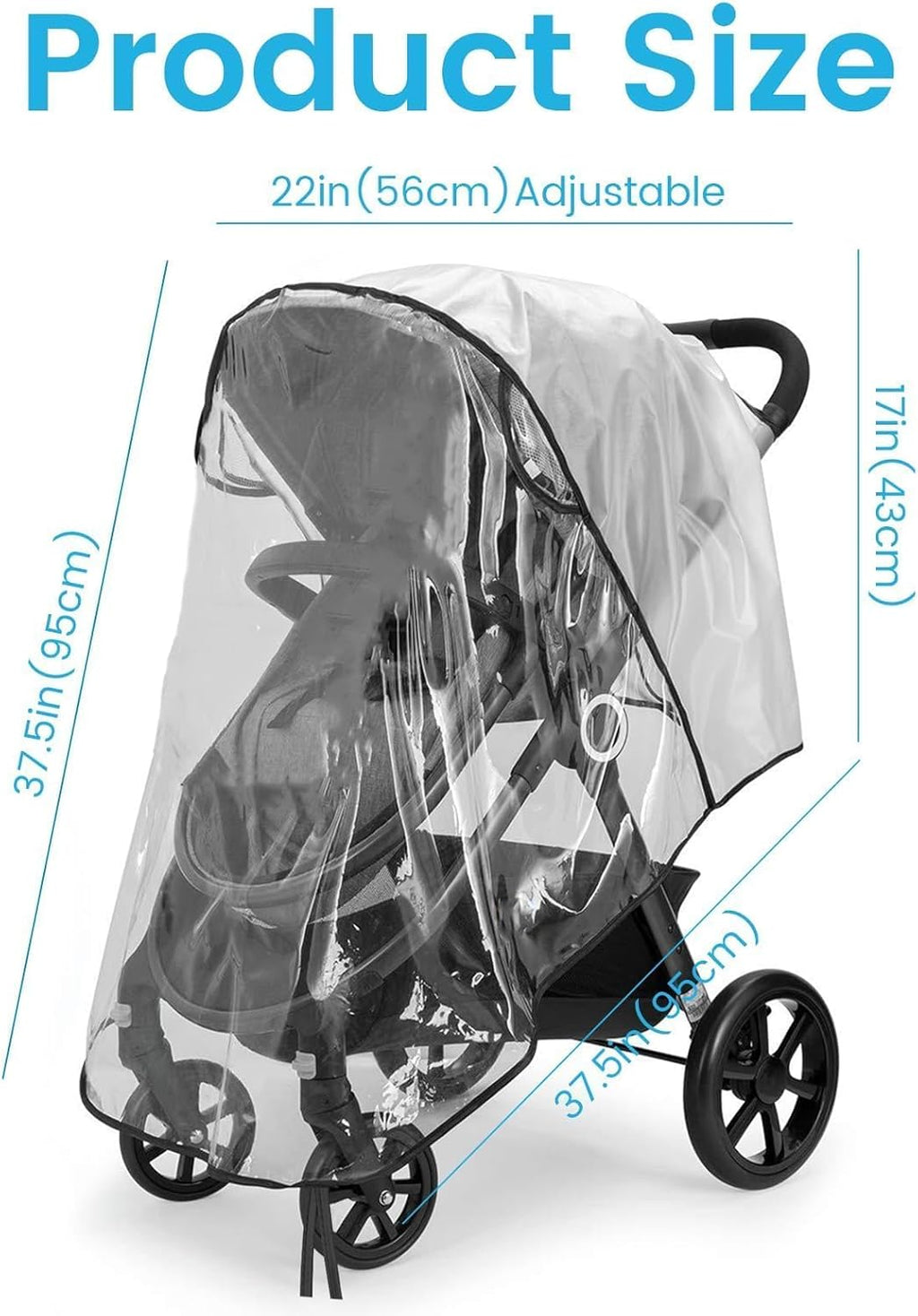 Universal Rain Cover for Pushchair Stroller, Pram Rain Cover with Window, Baby Buggy Cover Protect from Sun Dust Snow