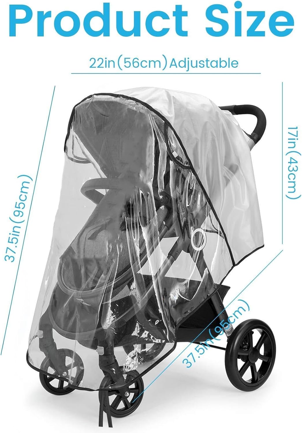 Universal Rain Cover for Pushchair Stroller, Pram Rain Cover with Window, Baby Buggy Cover Protect from Sun Dust Snow