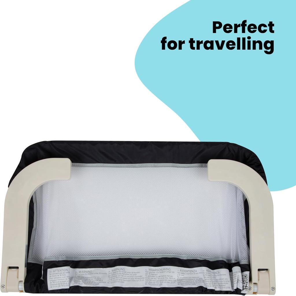 Safety 1st Portable Bed Rail, 106 x 42cm,Foldable Bed Guard for Toddler Bed, 18 Months – 5 Years, Portable Travel Bed Guard, Mesh Fabric, Easy to Install, Automatic Lock, Easy to Transport, Dark Grey