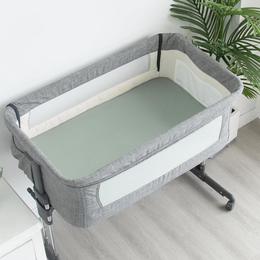 Next to Me Crib Sheets 4 Pack,Ultra Soft Sheets Fitted 83x50cm,Compatible with Chicco Next2Me & Tutti Bambini Cozee Crib Mattress,Green Leaf