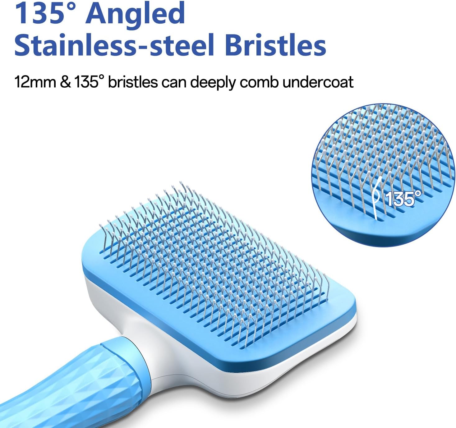 Click to see full view ACE2ACE Cat Brush for Long and Short Hair Cats, Self-cleaning Dog Brush for Shedding, Cardatore Grooming Tool for Dogs Cats, Brush for Poodle Golden Retriever Labrador Husky Bulldog Maltese, Blue