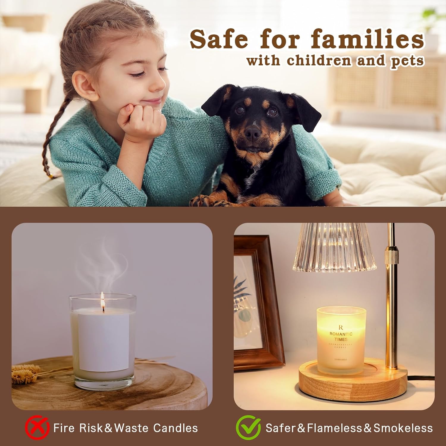 Funistree Candle Warmer Lamp with Dimmer & Timer – Gift for Women, Mum, Teacher – Thank You Birthday Presents – Pamper Graduation Gifts for Her - Candle Melter Heater with 2 Bulbs [Energy Class F]