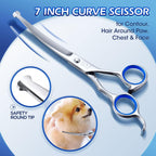 Gimars Professional 5 in 1 Dog Grooming Scissors, 4CR with Round Safety Tip, Heavy Duty Titanium Coating, Straight and Thinning and Curved Scissors