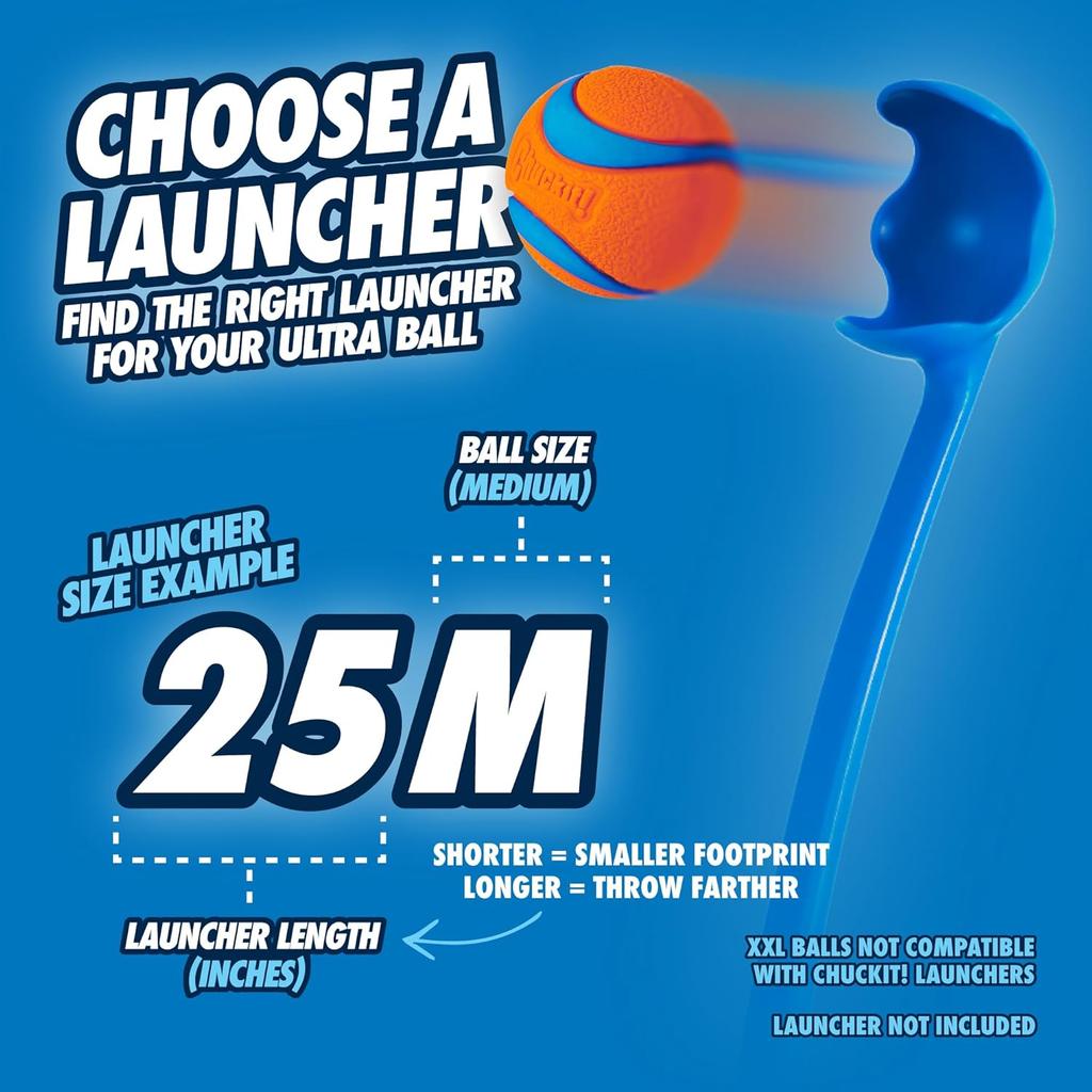 ChuckIt! Ultra Ball Dog Toy Chuckit Bucket Durable Rubber Dog Ball and Bucket High Bounce Floating Chuck It Launcher Compatible Toy Balls For Dogs with Carrier, 8 Pack, Medium