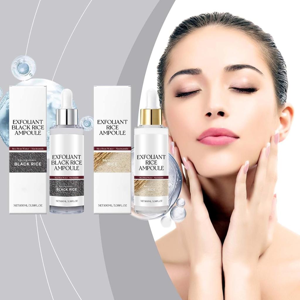 Peel Shot Glow Rice Ampoule Duo, Peel Shot Black Rice Ampoule White Rice Peeling Serum, Black and White Rice as Exfoliation, Open Pores, Gentle Exfoliation, Blackhead Remover (Both, 100 ml)