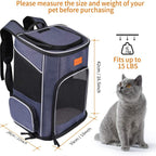 morpilot Cat Carrier Backpack, Foldable Pet Carrier Backpack for Cats and Small Dogs, Dog Backpack Carrier with Ventilated Design Inner Safety Strap, Puppy Carrier Bag for Travel Camping Hiking blue [Energy Class A]