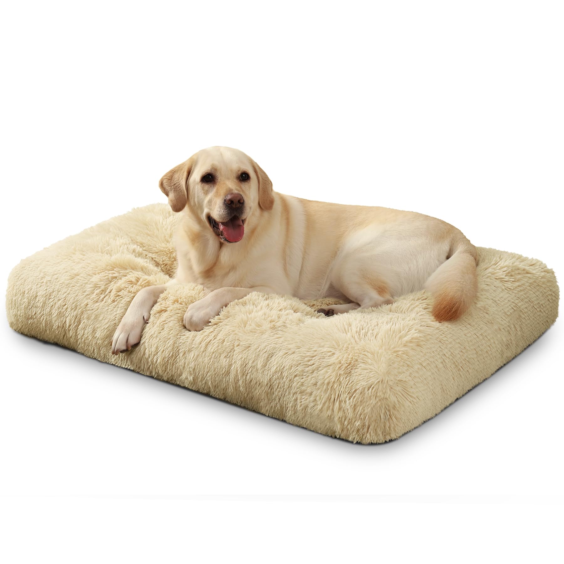 KSIIA Extra Large Dog Bed Washable, XL Calming Crate Mattress with Non Skid Bottom, Fluffy Anti Anxiety Dog Beds, Pet Pillow Cushion, Dark Grey, 105x70x9cm