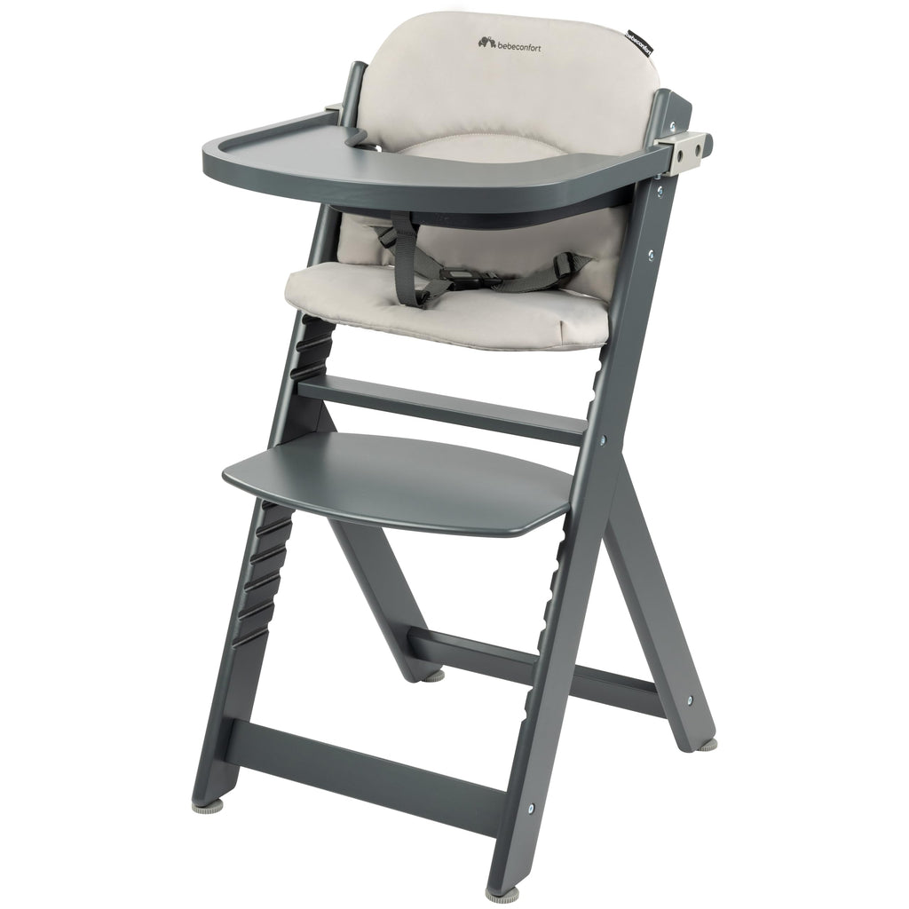 Bebeconfort Timba Evolutive Wooden High Chair, 6 Months-99 Years, Up to 110 kg, Baby High Chair, Removable Tray, Adjustable Seat & Footrest, 3-point Safety Harness, Fits Timba Baby, Natural Wood
